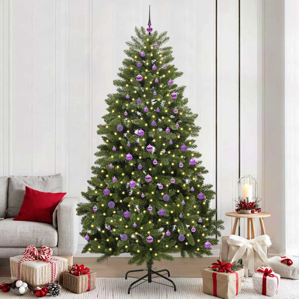 Kunstigt juletræ 240 cm 300 LED'er Varm hvid PVC og Stål Grøn