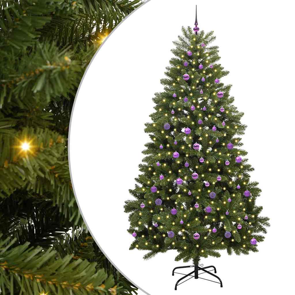 Kunstigt juletræ 240 cm 300 LED'er Varm hvid PVC og Stål Grøn