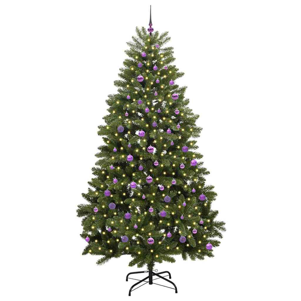 Kunstigt juletræ 240 cm 300 LED'er Varm hvid PVC og Stål Grøn