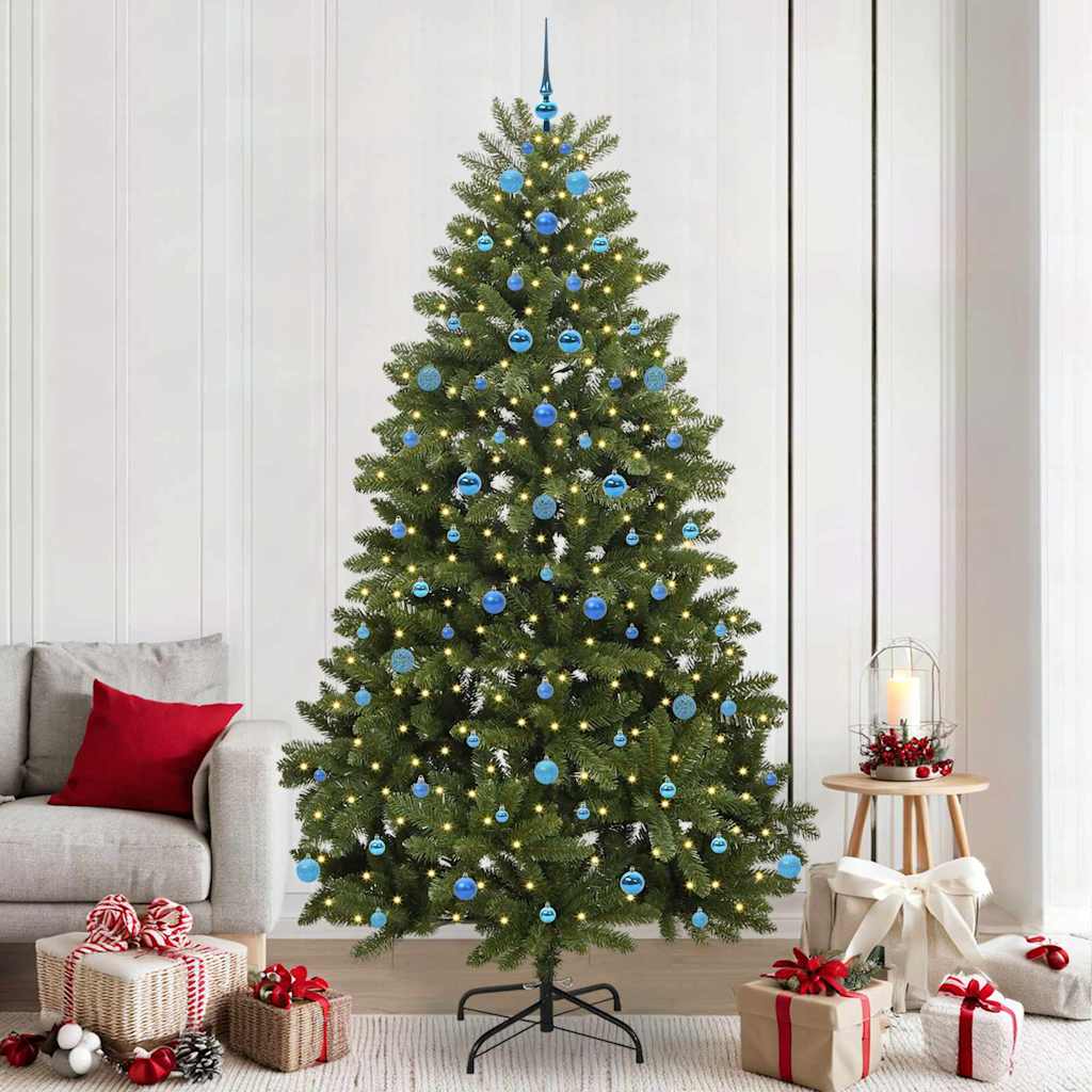 Kunstigt juletræ 240 cm 300 LED'er Varm hvid PVC og Stål Grøn