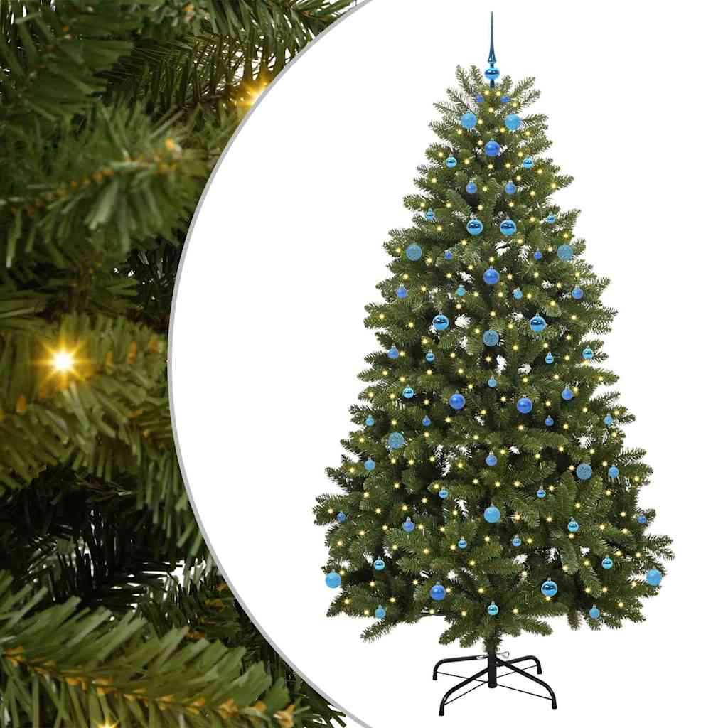 Kunstigt juletræ 240 cm 300 LED'er Varm hvid PVC og Stål Grøn