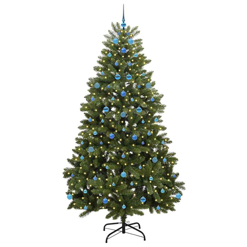 Kunstigt juletræ 240 cm 300 LED'er Varm hvid PVC og Stål Grøn