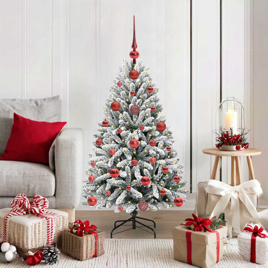 Kunstigt juletræ 120 cm 150 LED'er Varm hvid PVC og Stål