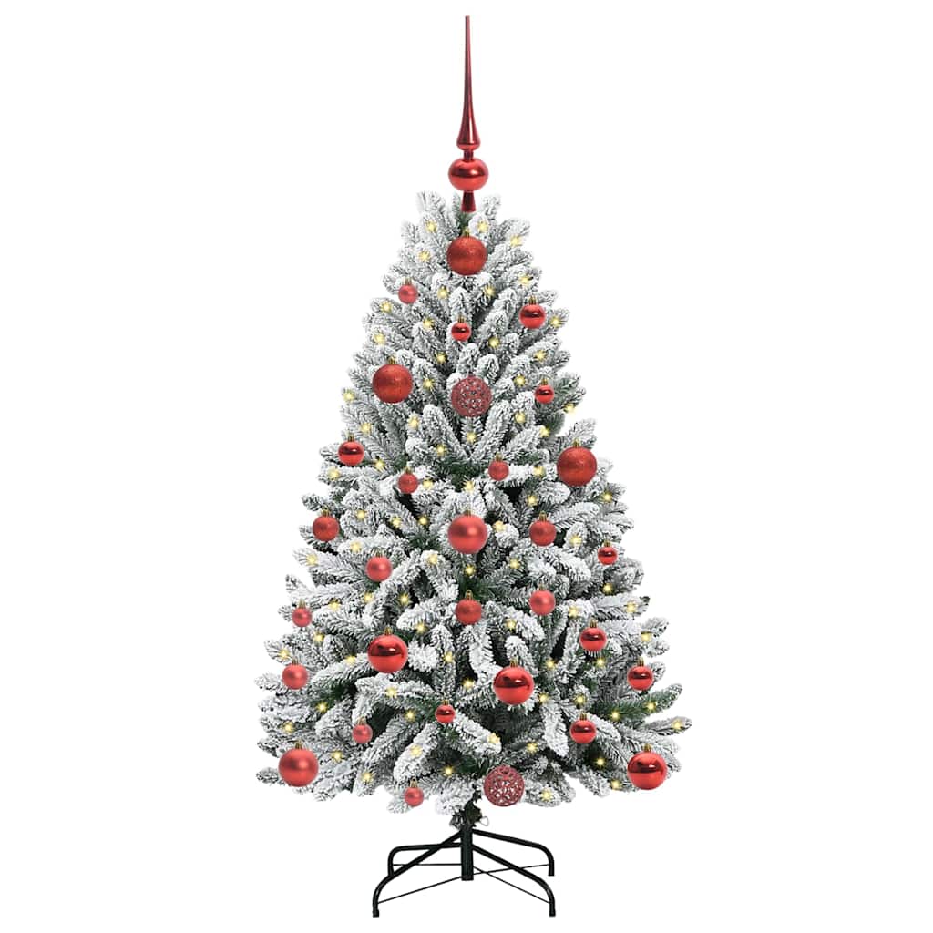 Kunstigt juletræ 120 cm 150 LED'er Varm hvid PVC og Stål