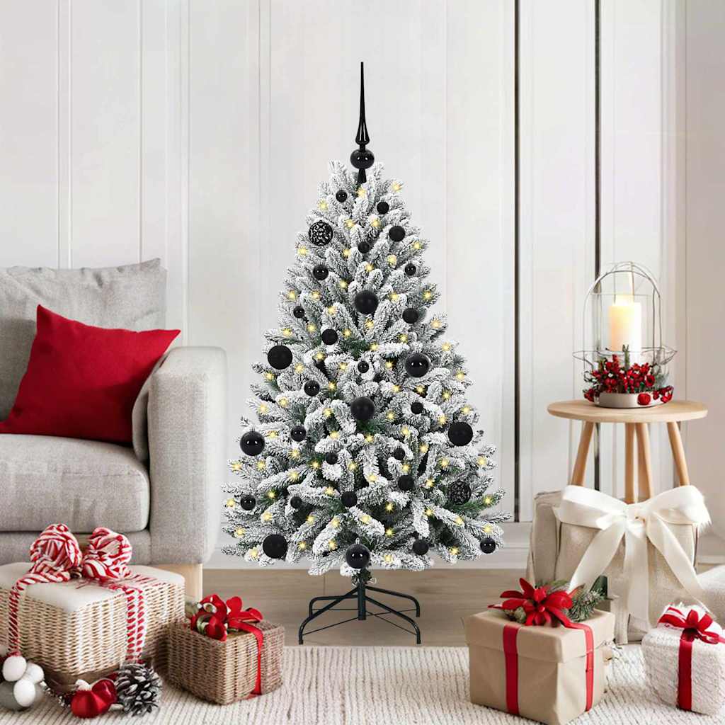 Kunstigt juletræ 120 cm 150 LED'er Varm hvid PVC og Stål