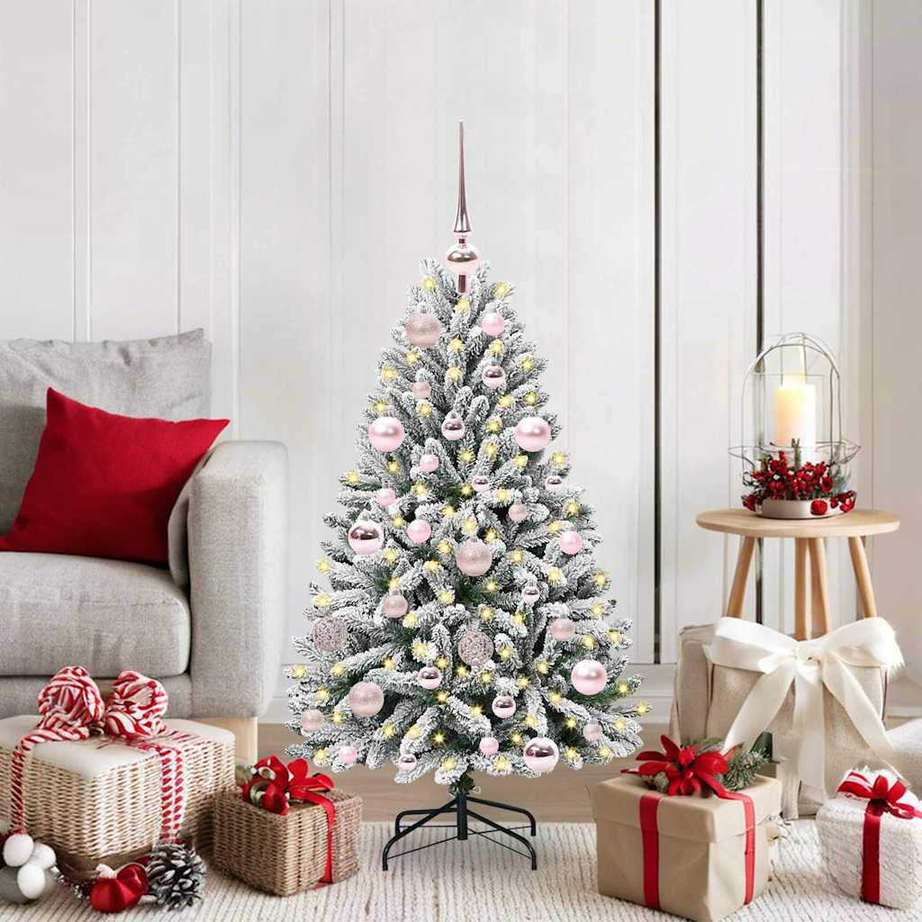 Kunstigt juletræ 120 cm 150 LED'er Varm hvid PVC og Stål