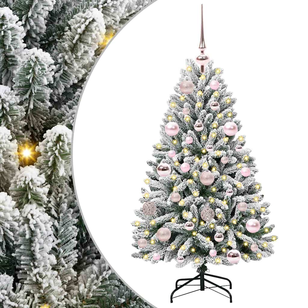 Kunstigt juletræ 120 cm 150 LED'er Varm hvid PVC og Stål