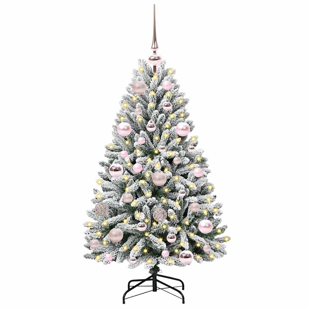 Kunstigt juletræ 120 cm 150 LED'er Varm hvid PVC og Stål
