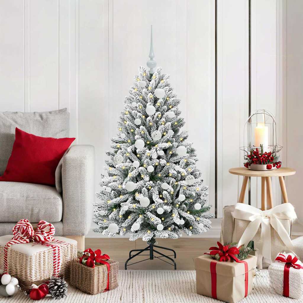 Kunstigt juletræ 120 cm 150 LED'er Varm hvid PVC og Stål