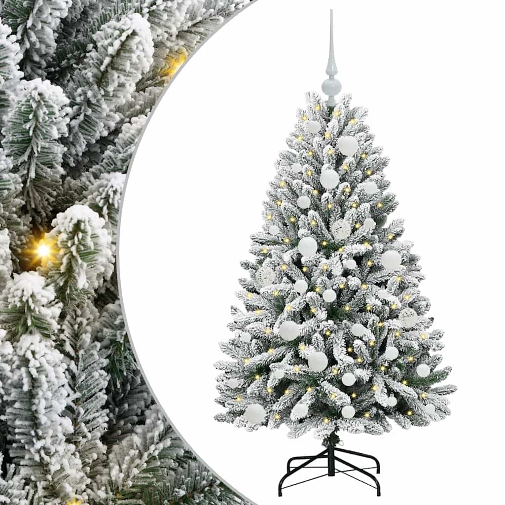 Kunstigt juletræ 120 cm 150 LED'er Varm hvid PVC og Stål