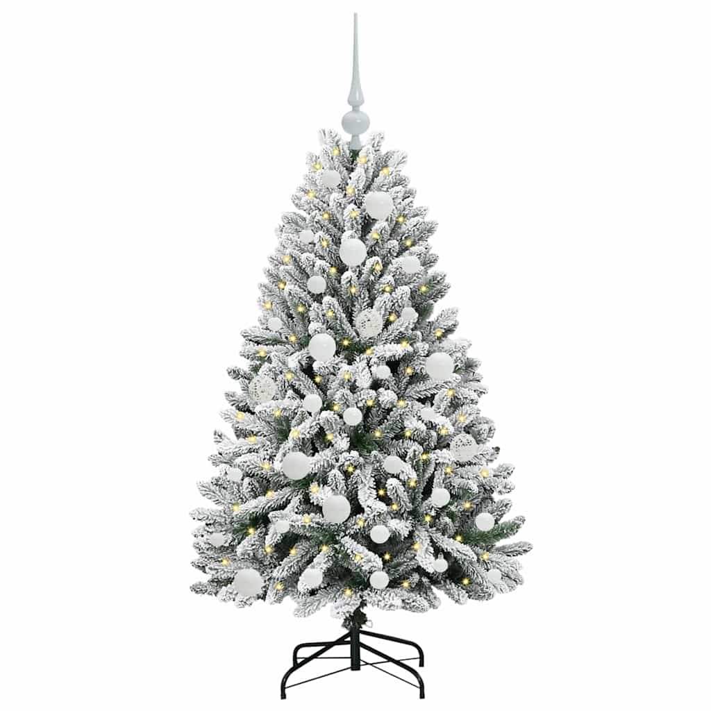 Kunstigt juletræ 120 cm 150 LED'er Varm hvid PVC og Stål