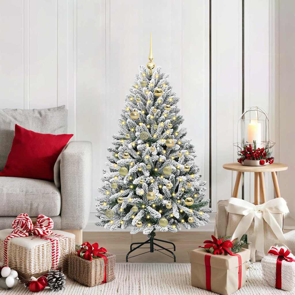 Kunstigt juletræ 120 cm 150 LED'er Varm hvid PVC og Stål