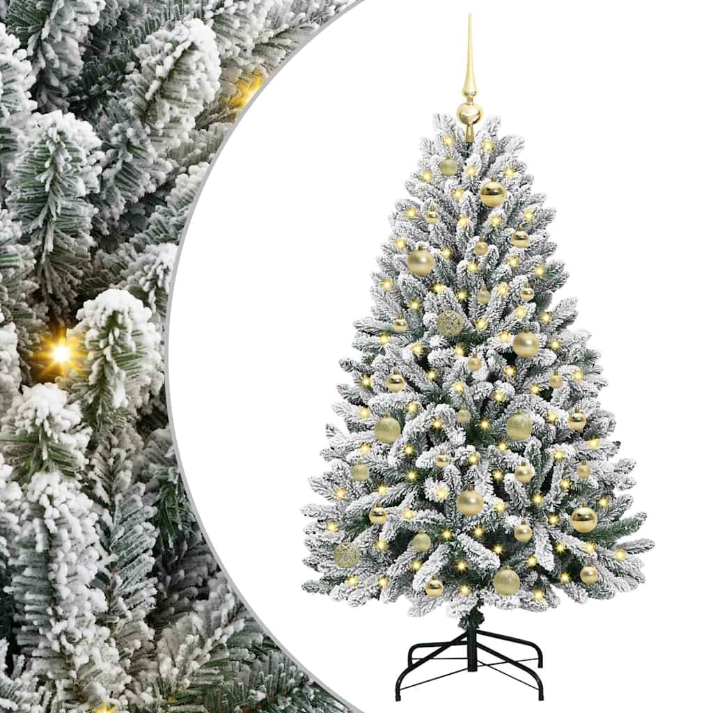 Kunstigt juletræ 120 cm 150 LED'er Varm hvid PVC og Stål