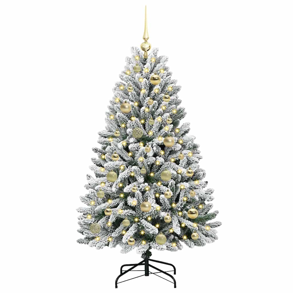 Kunstigt juletræ 120 cm 150 LED'er Varm hvid PVC og Stål