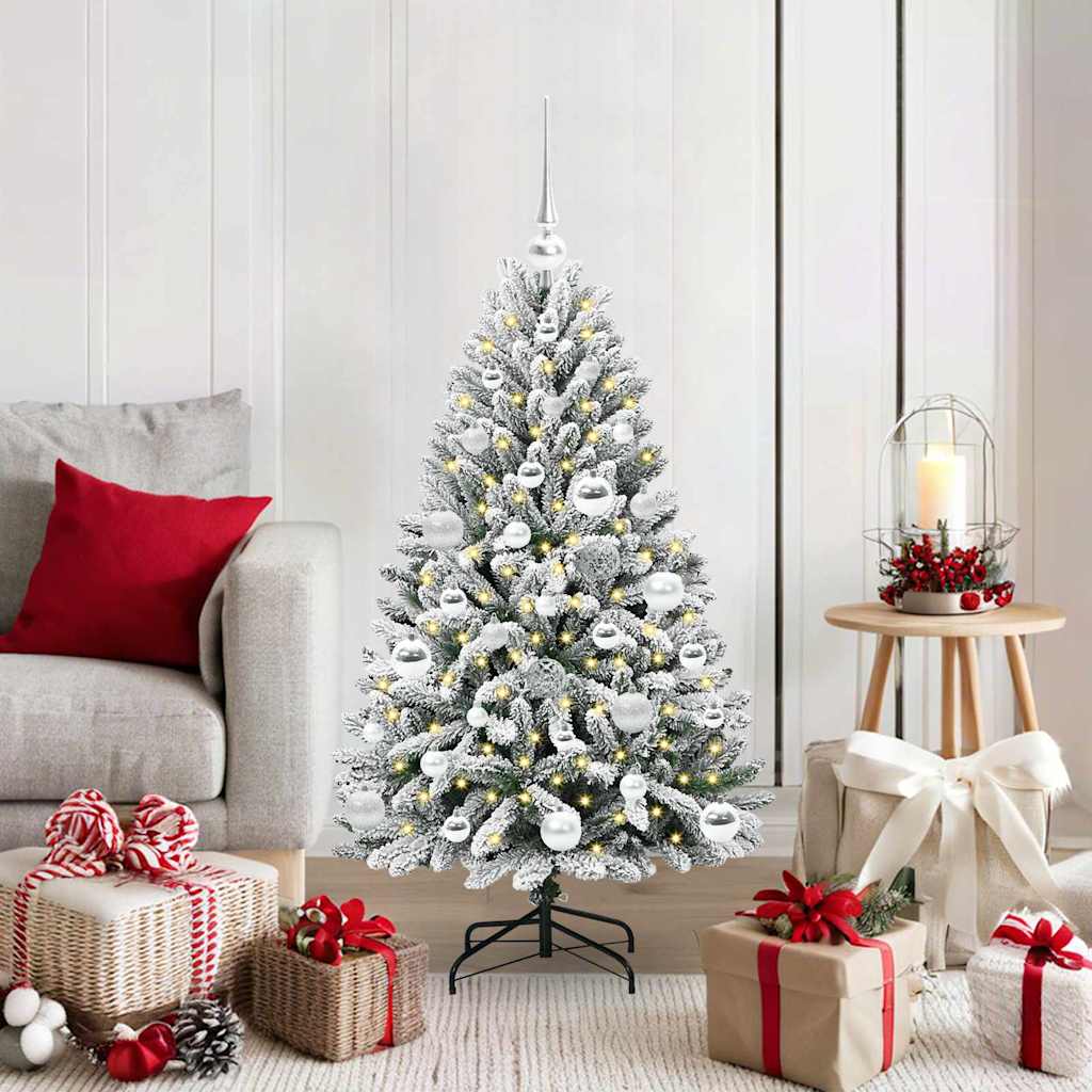 Kunstigt juletræ 120 cm 150 LED'er Varm hvid PVC og Stål