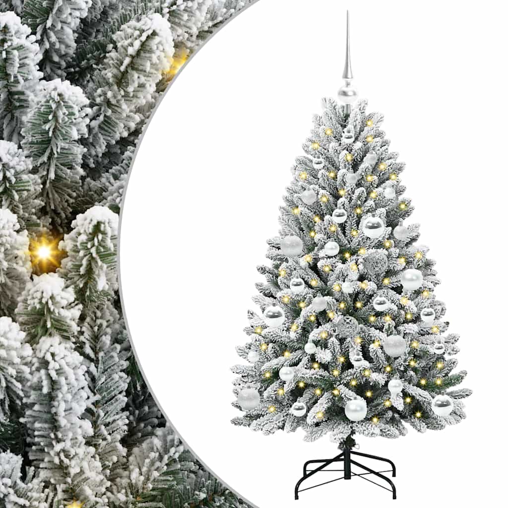 Kunstigt juletræ 120 cm 150 LED'er Varm hvid PVC og Stål