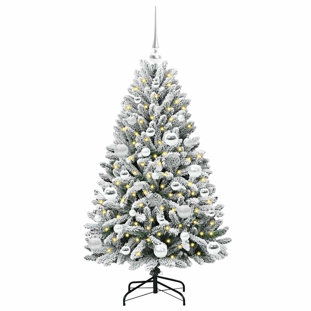 Kunstigt juletræ 120 cm 150 LED'er Varm hvid PVC og Stål