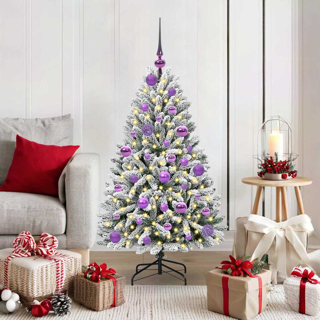 Kunstigt juletræ 120 cm 150 LED'er Varm hvid PVC og Stål