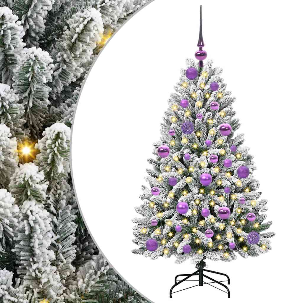 Kunstigt juletræ 120 cm 150 LED'er Varm hvid PVC og Stål
