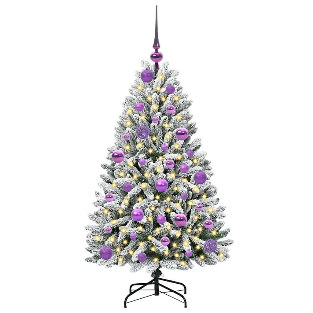 Kunstigt juletræ 120 cm 150 LED'er Varm hvid PVC og Stål