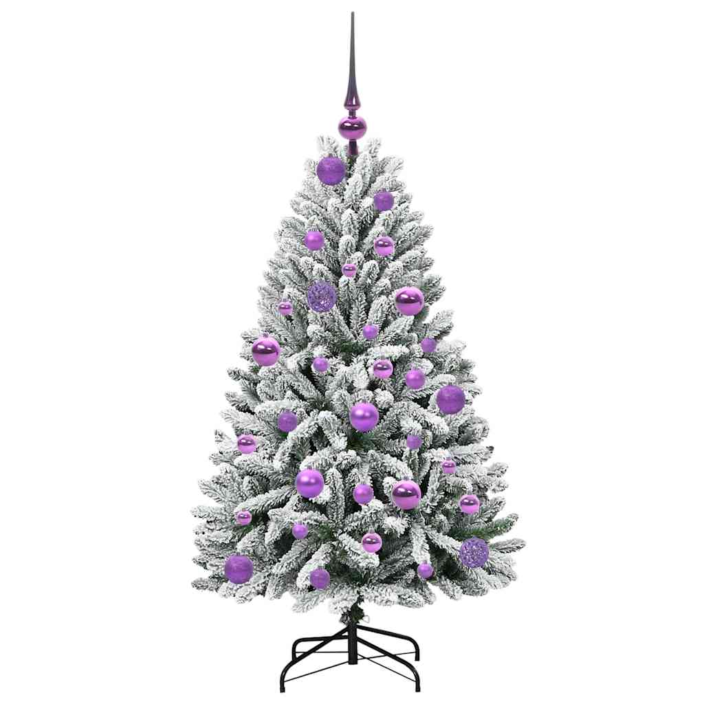 Kunstigt juletræ 120 cm 150 LED'er Varm hvid PVC og Stål