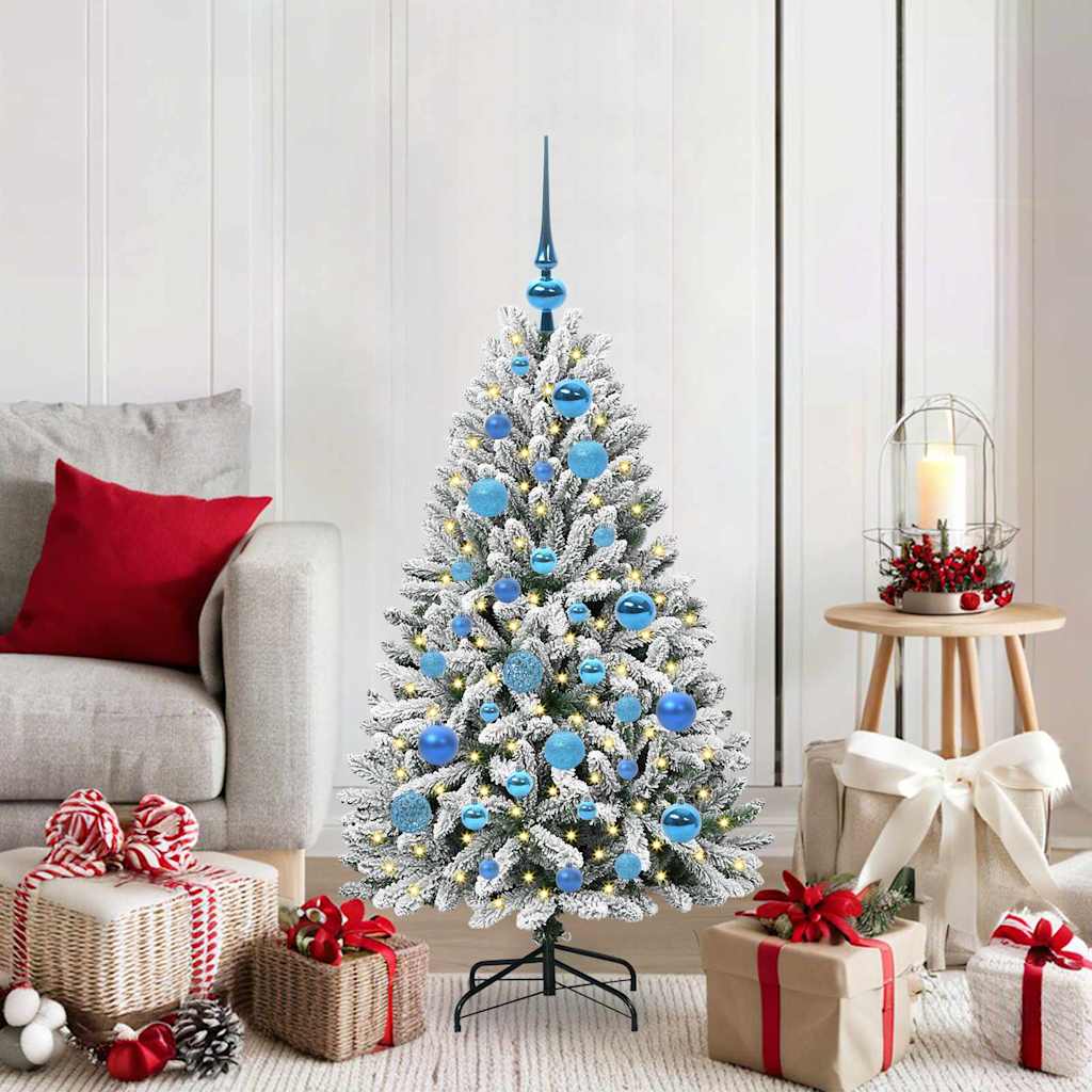 Kunstigt juletræ 120 cm 150 LED'er Varm hvid PVC og Stål