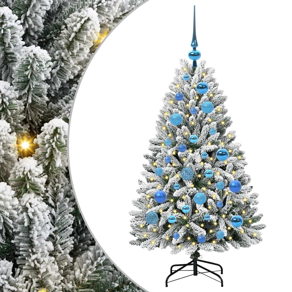 Kunstigt juletræ 120 cm 150 LED'er Varm hvid PVC og Stål
