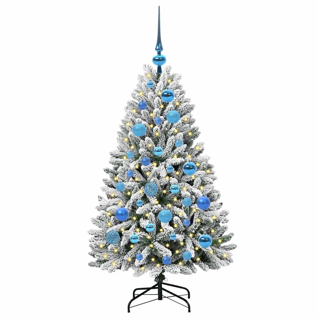 Kunstigt juletræ 120 cm 150 LED'er Varm hvid PVC og Stål