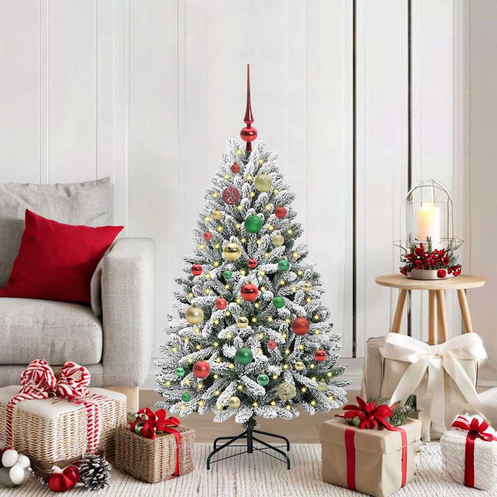 Kunstigt juletræ 120 cm 150 LED'er Varm hvid PVC og Stål