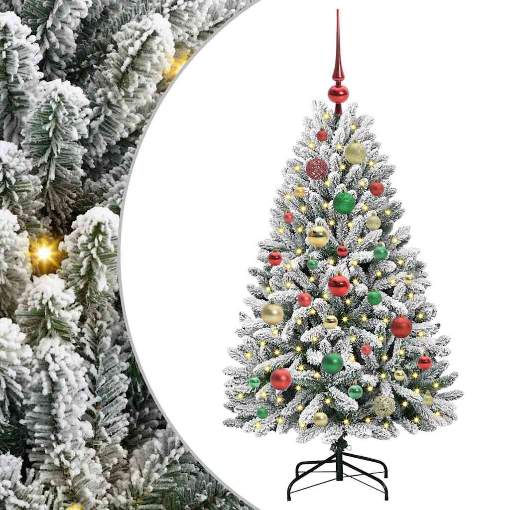 Kunstigt juletræ 120 cm 150 LED'er Varm hvid PVC og Stål