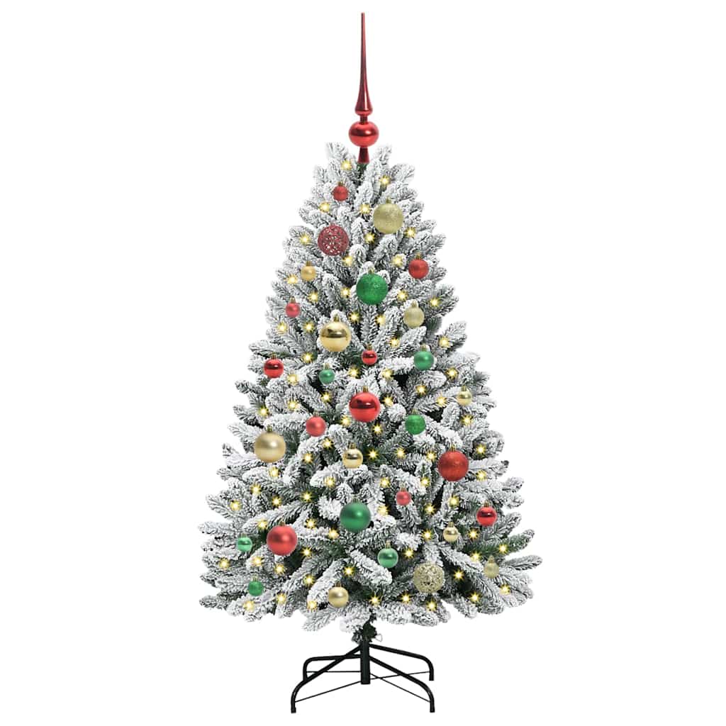 Kunstigt juletræ 120 cm 150 LED'er Varm hvid PVC og Stål