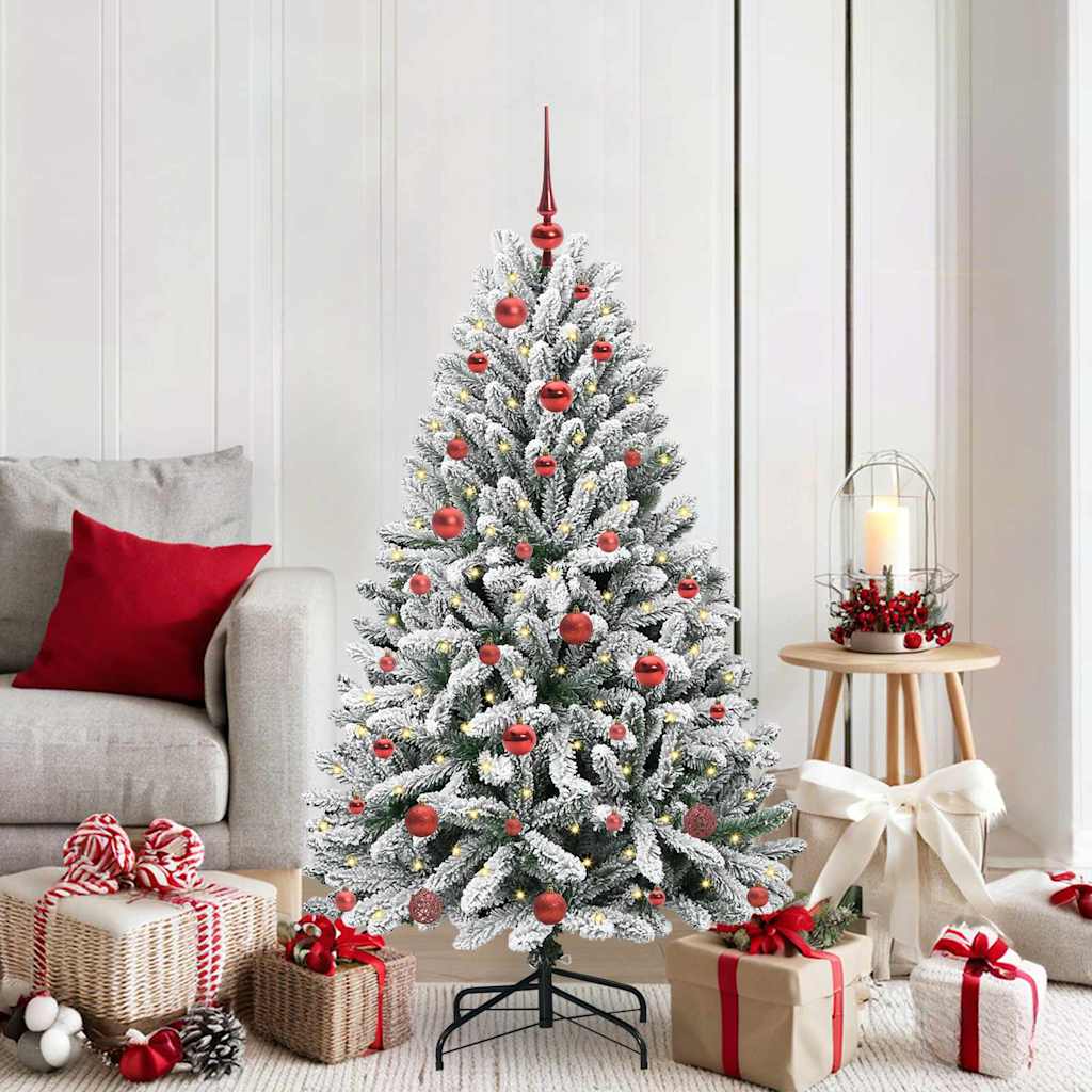 Kunstigt juletræ 150 cm 150 LED'er Varm hvid PVC og Stål