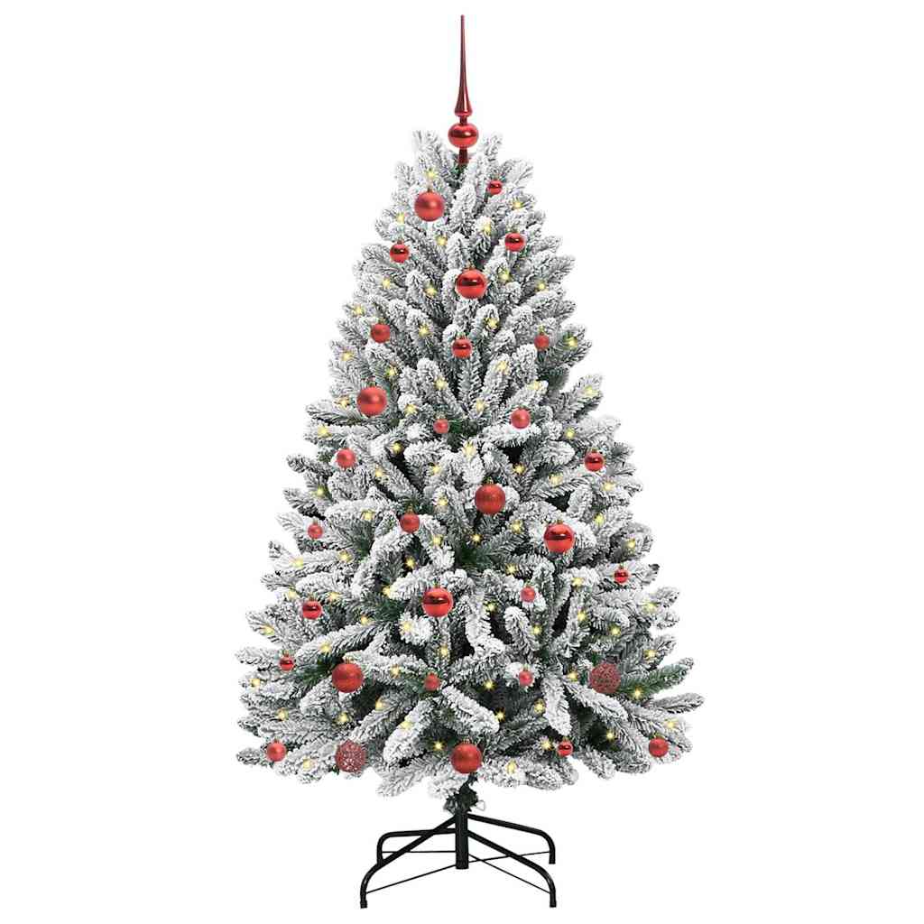 Kunstigt juletræ 150 cm 150 LED'er Varm hvid PVC og Stål