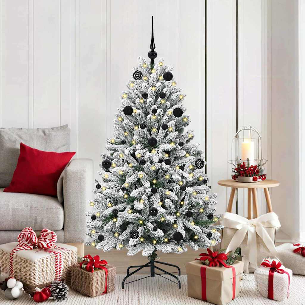 Kunstigt juletræ 150 cm 150 LED'er Varm hvid PVC og Stål
