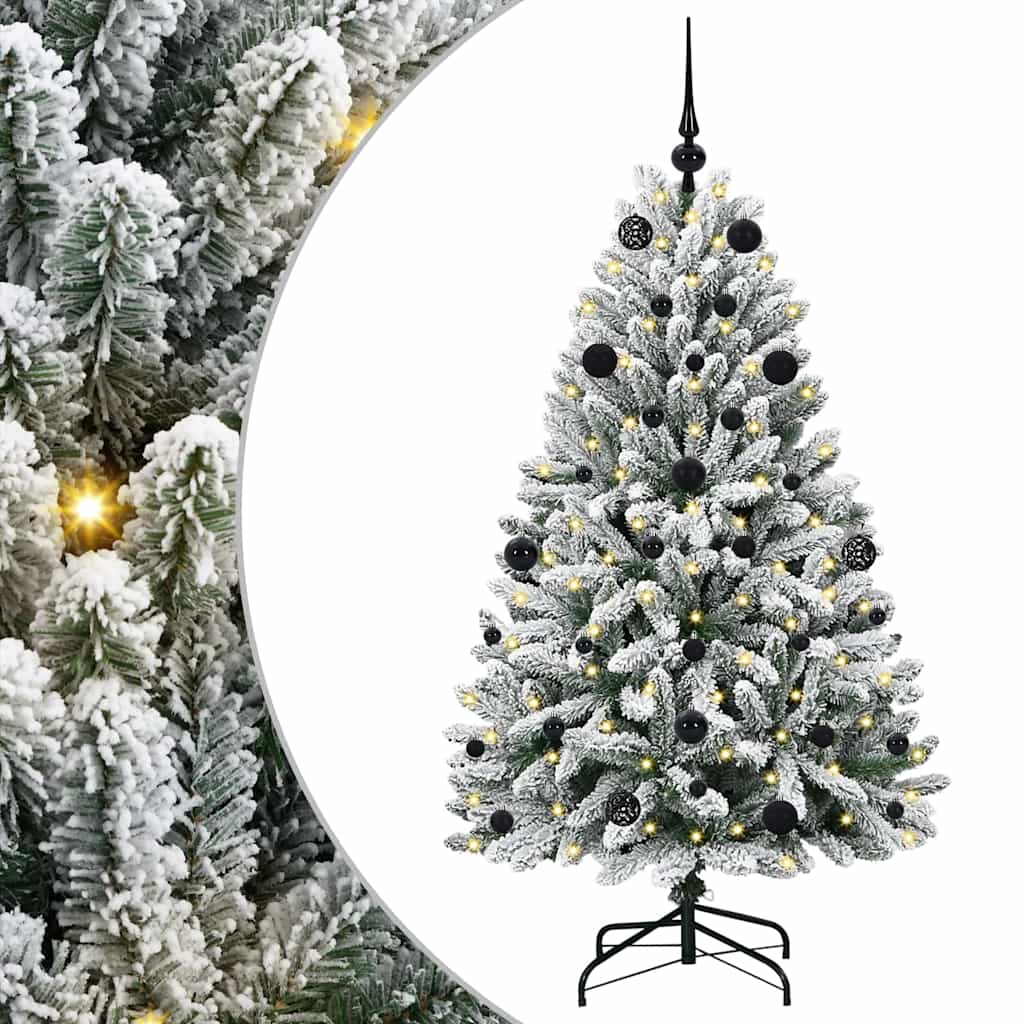 Kunstigt juletræ 150 cm 150 LED'er Varm hvid PVC og Stål