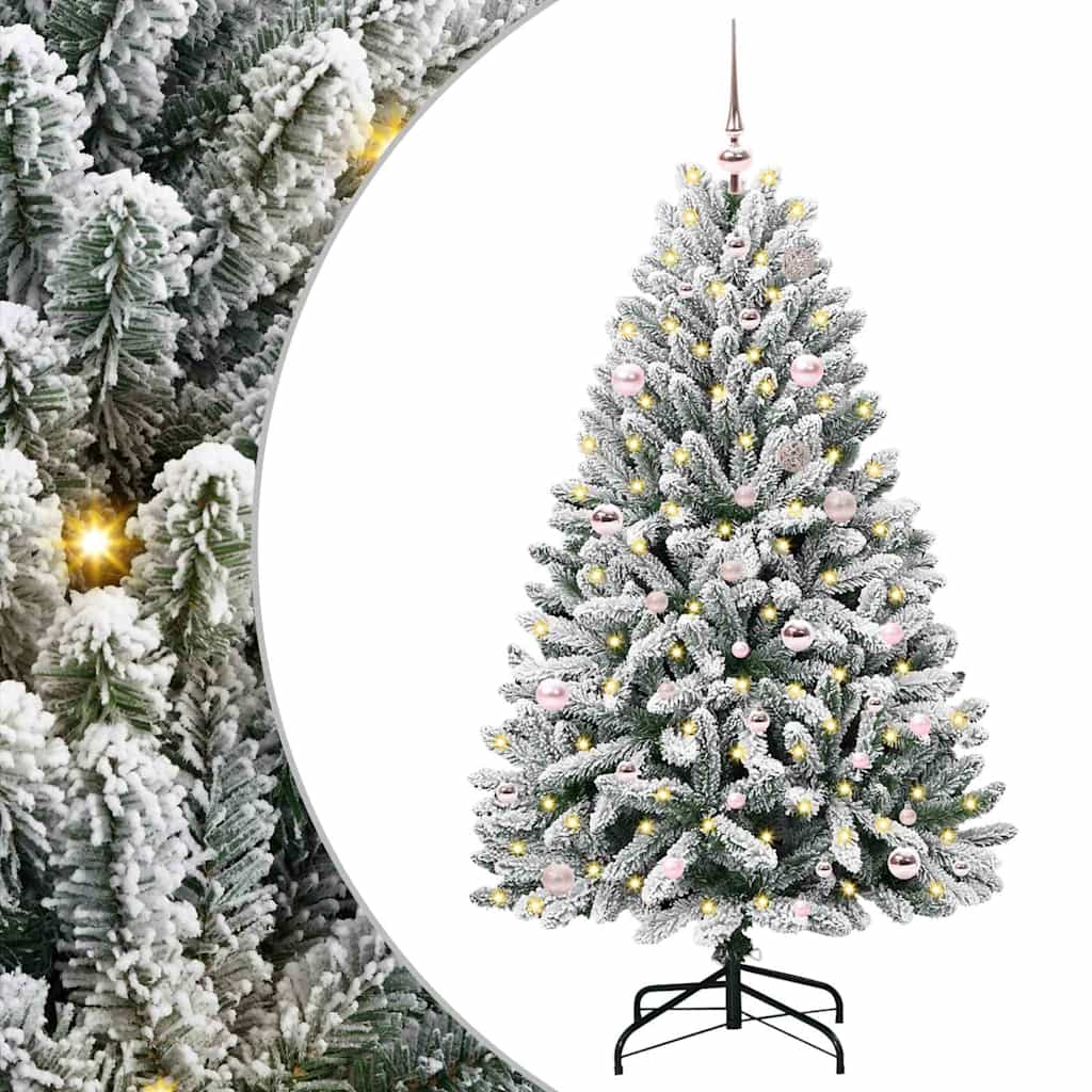 Kunstigt juletræ 150 cm 150 LED'er Varm hvid PVC og Stål
