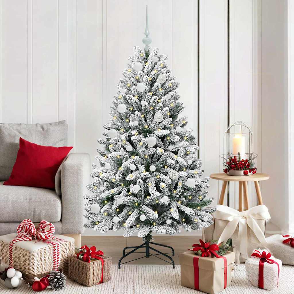 Kunstigt juletræ 150 cm 150 LED'er Varm hvid PVC og Stål