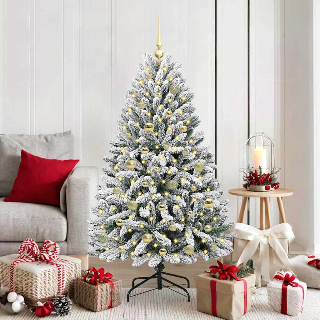Kunstigt juletræ 150 cm 150 LED'er Varm hvid PVC og Stål