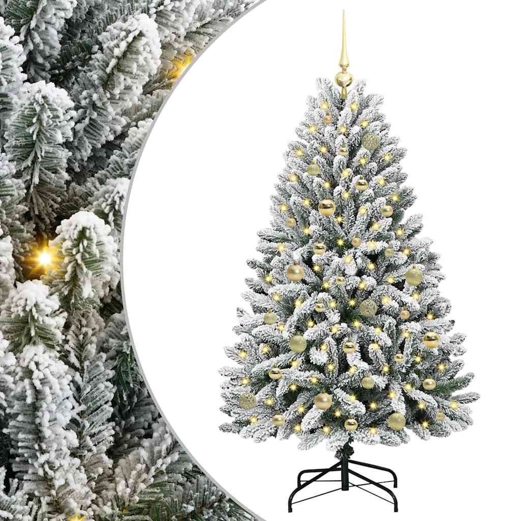 Kunstigt juletræ 150 cm 150 LED'er Varm hvid PVC og Stål