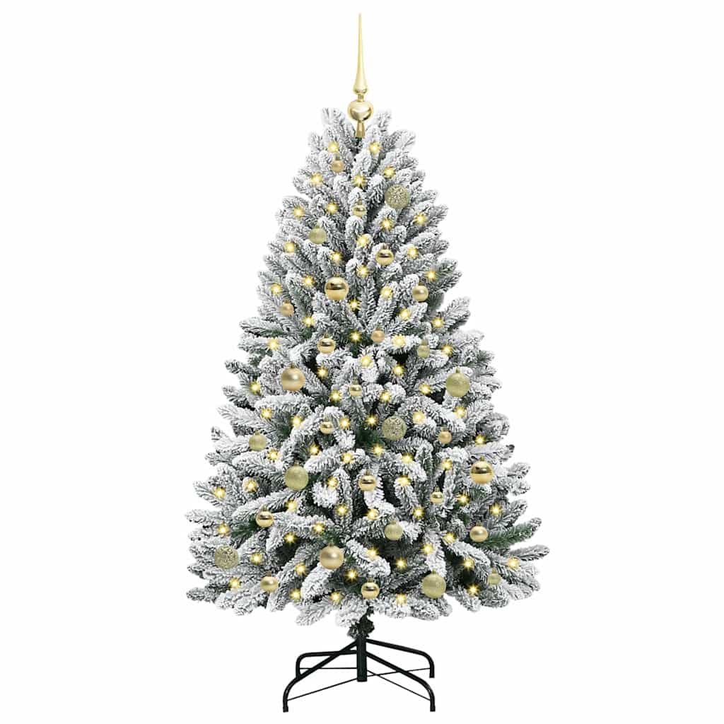 Kunstigt juletræ 150 cm 150 LED'er Varm hvid PVC og Stål