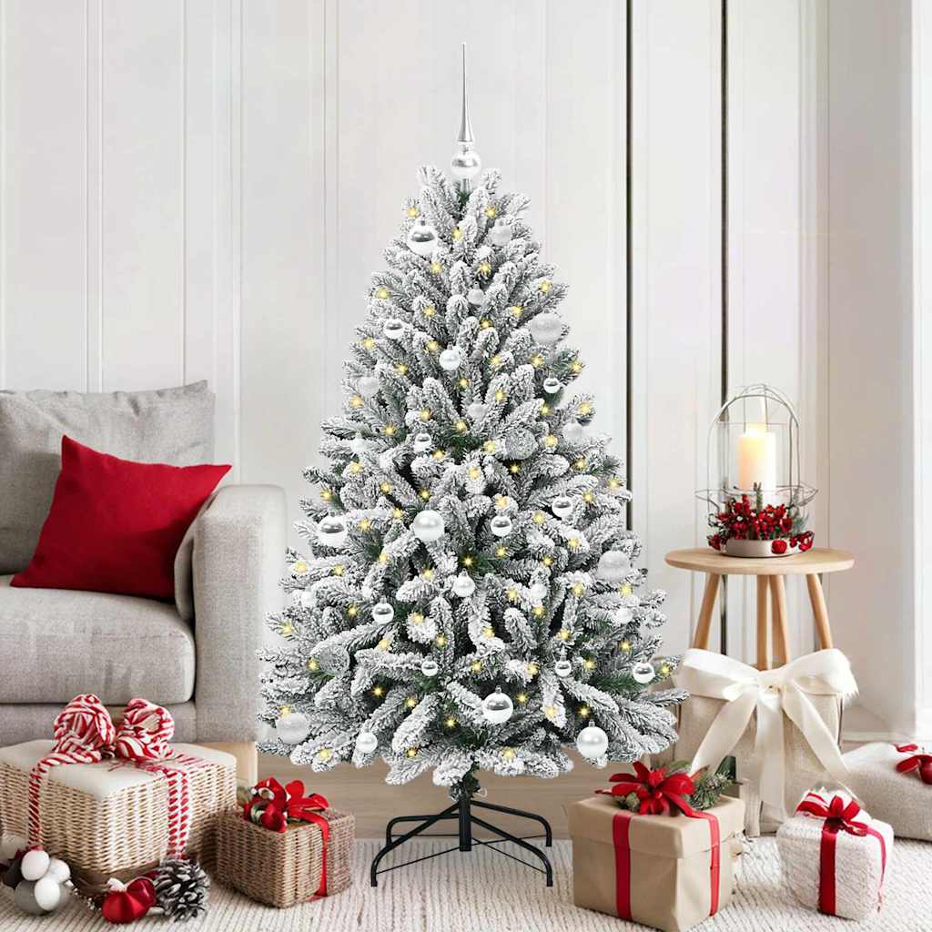 Kunstigt juletræ 150 cm 150 LED'er Varm hvid PVC og Stål