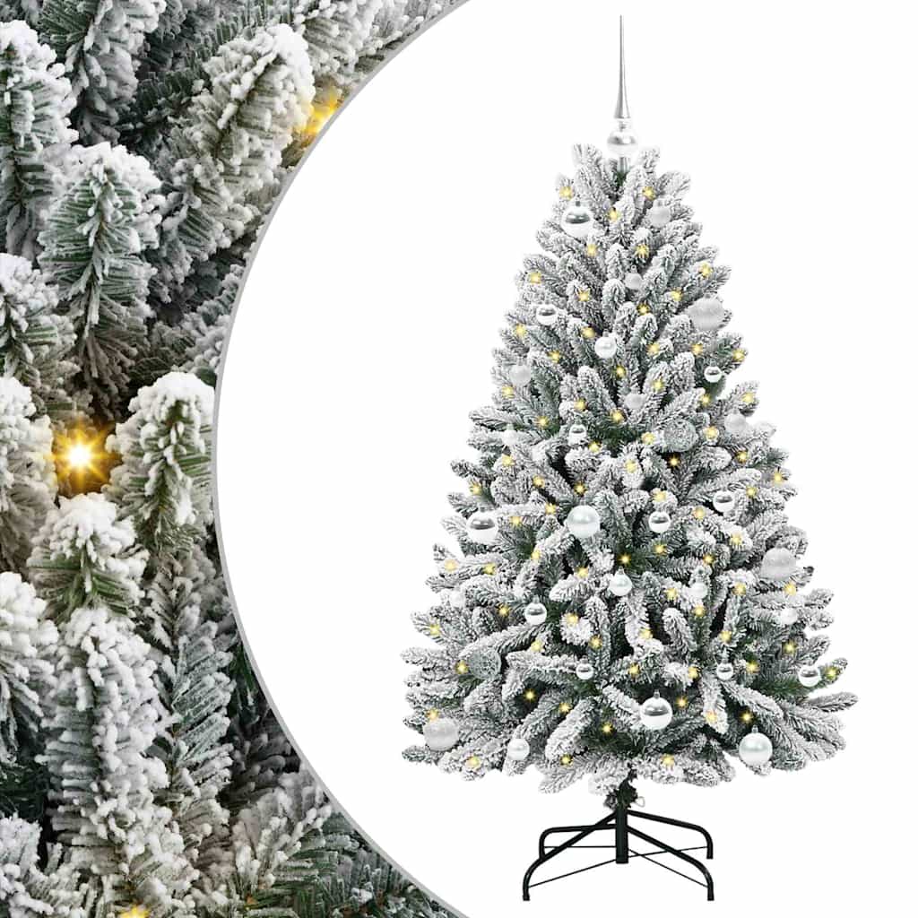 Kunstigt juletræ 150 cm 150 LED'er Varm hvid PVC og Stål