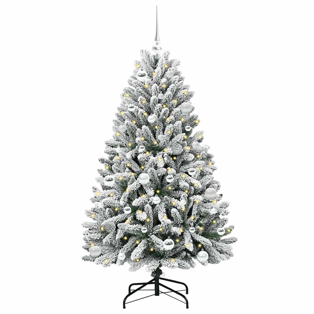 Kunstigt juletræ 150 cm 150 LED'er Varm hvid PVC og Stål