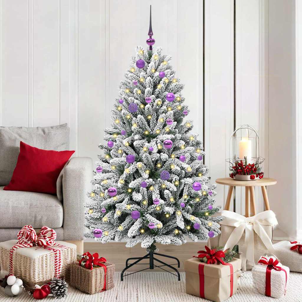 Kunstigt juletræ 150 cm 150 LED'er Varm hvid PVC og Stål