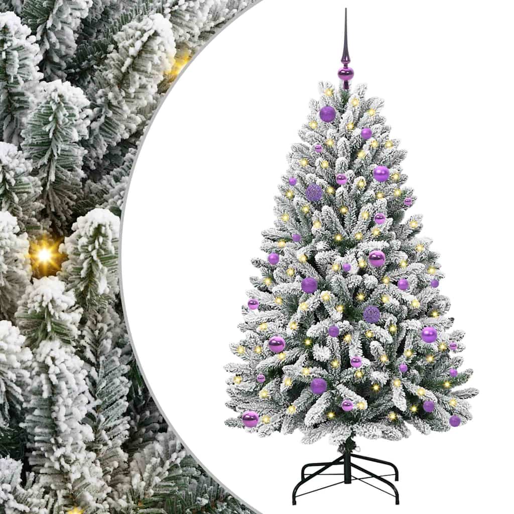 Kunstigt juletræ 150 cm 150 LED'er Varm hvid PVC og Stål