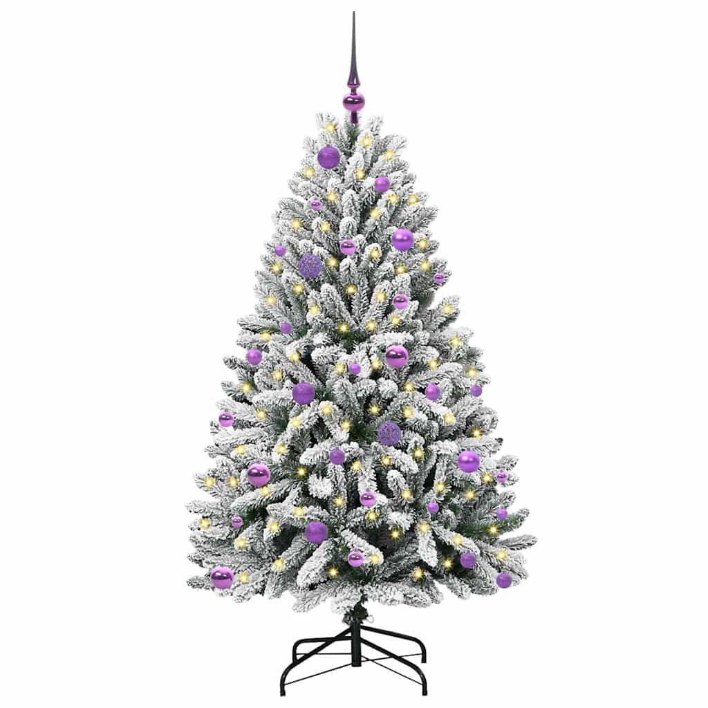 Kunstigt juletræ 150 cm 150 LED'er Varm hvid PVC og Stål