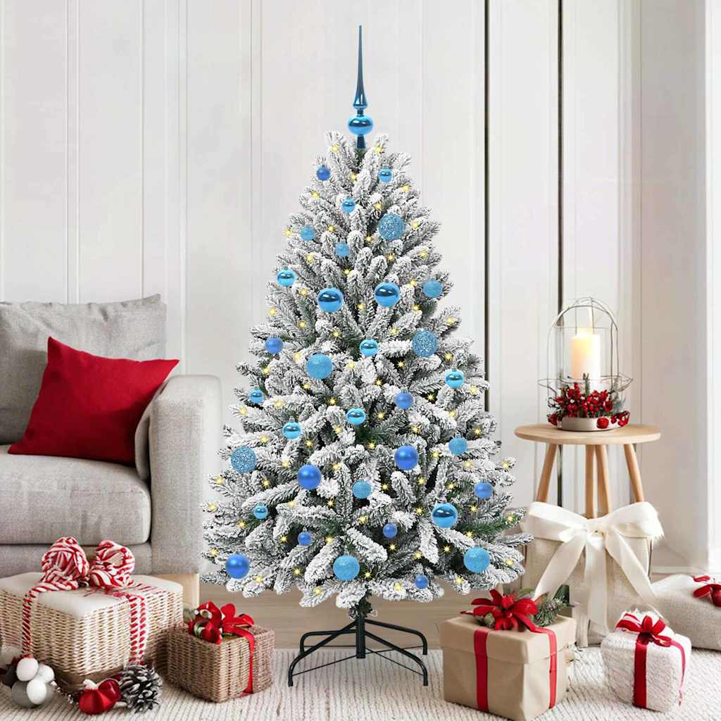 Kunstigt juletræ 150 cm 150 LED'er Varm hvid PVC og Stål