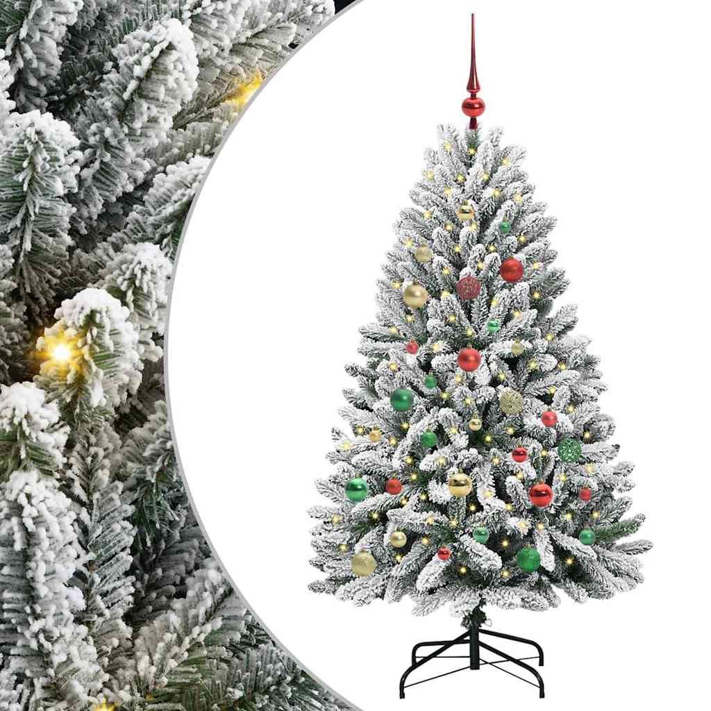 Kunstigt juletræ 150 cm 150 LED'er Varm hvid PVC og Stål