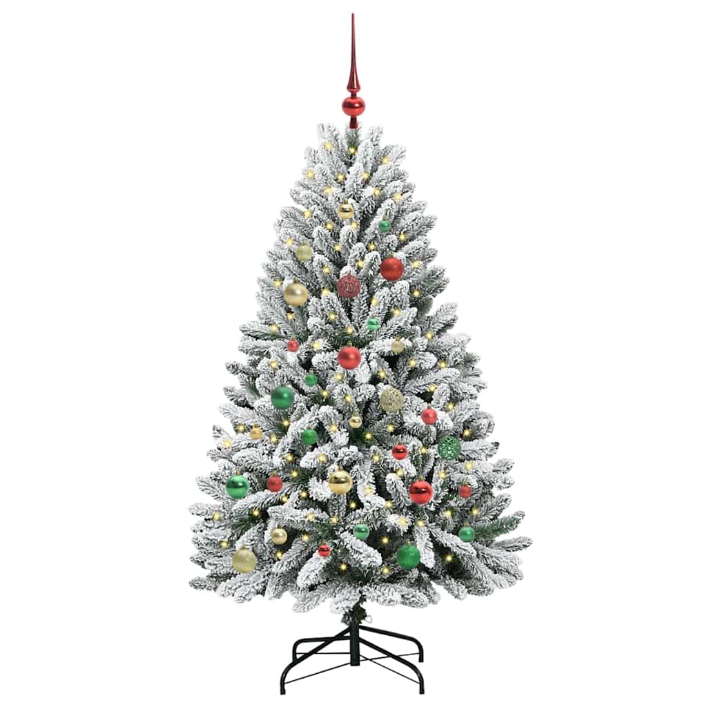 Kunstigt juletræ 150 cm 150 LED'er Varm hvid PVC og Stål