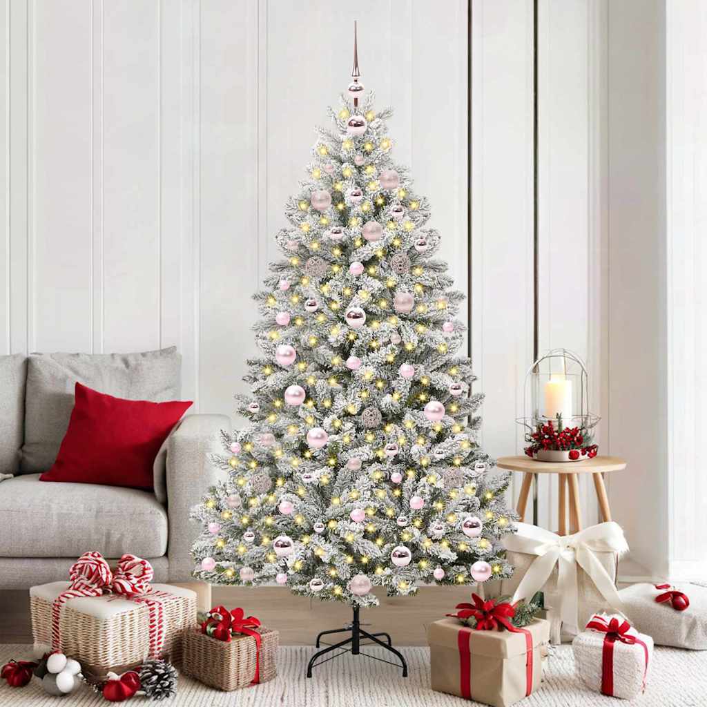 Kunstigt juletræ 180 cm 300 LED'er Varm hvid PVC og Stål